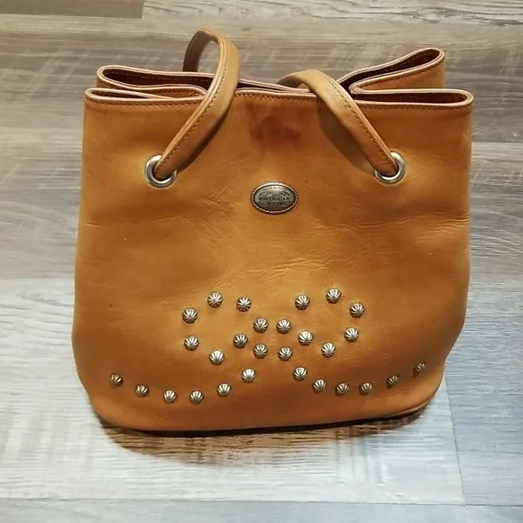 American West leather handbag. Bow front bag. - Picture 7 of 12